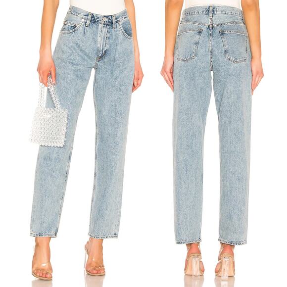AGOLDE Baggy Pleated Oversized Jeans Lark Women’s Size 23 High Rise Relaxed Fit - Picture 1 of 6